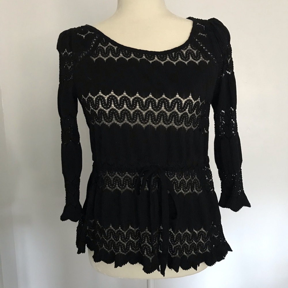 Free People Black Crotchet Top